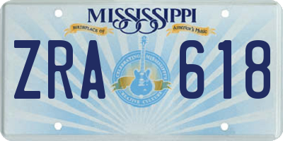 MS license plate ZRA618