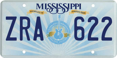 MS license plate ZRA622