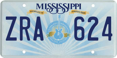 MS license plate ZRA624