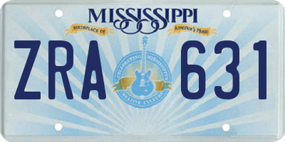 MS license plate ZRA631