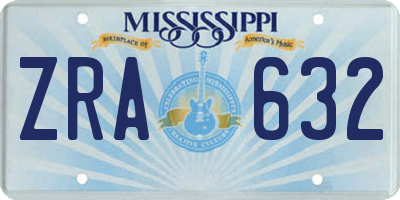 MS license plate ZRA632