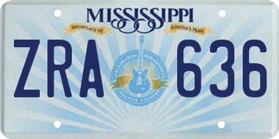 MS license plate ZRA636