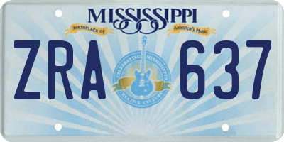 MS license plate ZRA637