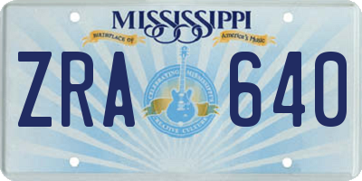 MS license plate ZRA640
