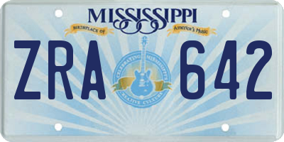 MS license plate ZRA642