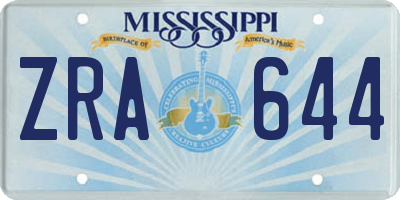 MS license plate ZRA644