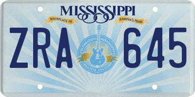 MS license plate ZRA645