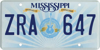 MS license plate ZRA647