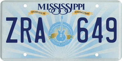 MS license plate ZRA649