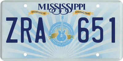 MS license plate ZRA651