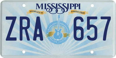MS license plate ZRA657