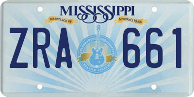 MS license plate ZRA661
