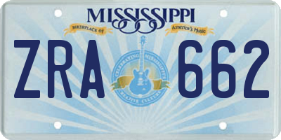 MS license plate ZRA662