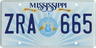 MS license plate ZRA665
