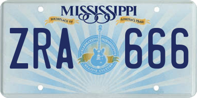 MS license plate ZRA666