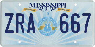 MS license plate ZRA667
