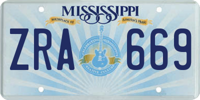 MS license plate ZRA669
