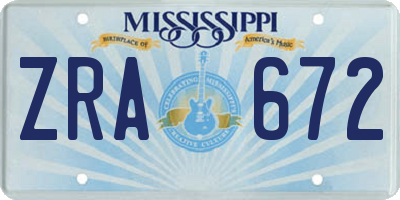 MS license plate ZRA672