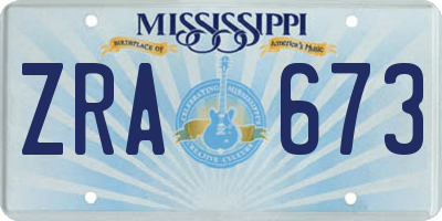 MS license plate ZRA673
