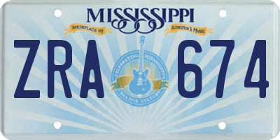 MS license plate ZRA674