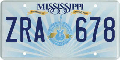 MS license plate ZRA678