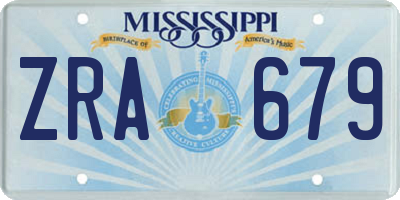 MS license plate ZRA679