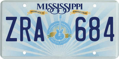 MS license plate ZRA684