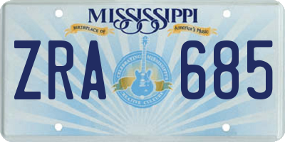 MS license plate ZRA685
