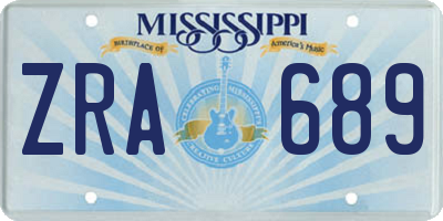 MS license plate ZRA689