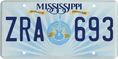 MS license plate ZRA693