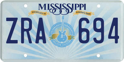 MS license plate ZRA694