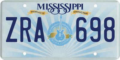 MS license plate ZRA698