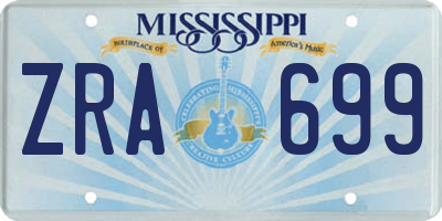 MS license plate ZRA699