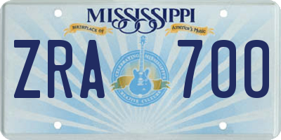 MS license plate ZRA700