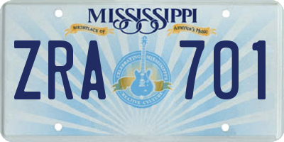 MS license plate ZRA701