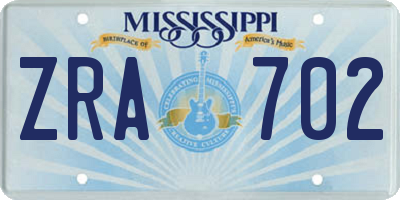 MS license plate ZRA702