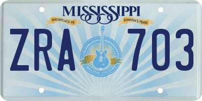 MS license plate ZRA703