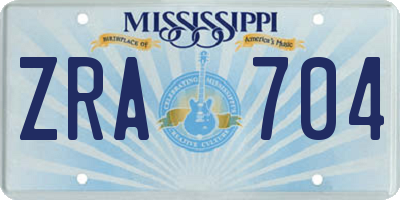 MS license plate ZRA704