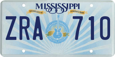 MS license plate ZRA710