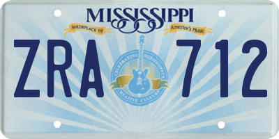 MS license plate ZRA712
