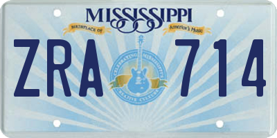 MS license plate ZRA714