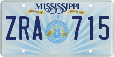 MS license plate ZRA715
