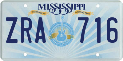 MS license plate ZRA716