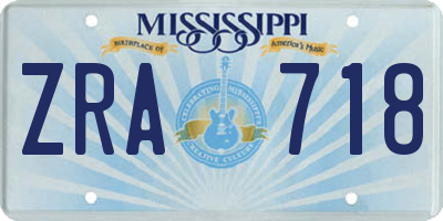 MS license plate ZRA718