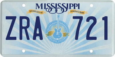 MS license plate ZRA721