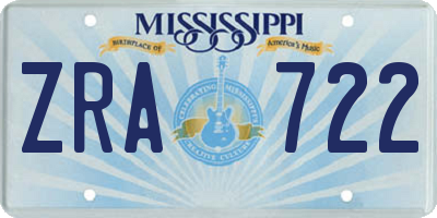 MS license plate ZRA722