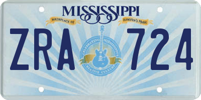 MS license plate ZRA724