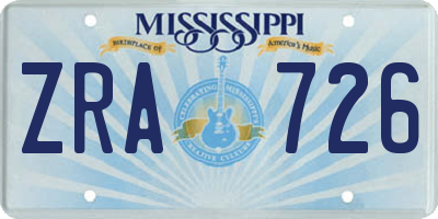 MS license plate ZRA726