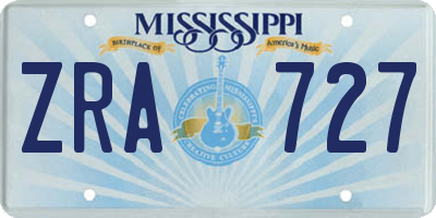 MS license plate ZRA727