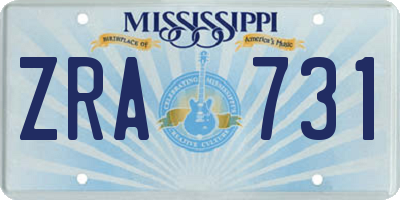 MS license plate ZRA731